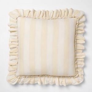 Threshold/Studio Mcgee Ruffled Striped Cream Pillow